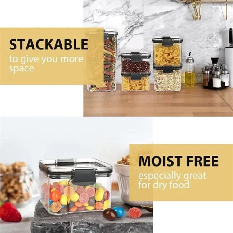 Plastic Airtight Cereal Storage Containers Set of 6 with Easy Lock Lids – BPA-Free Food Storage Canisters