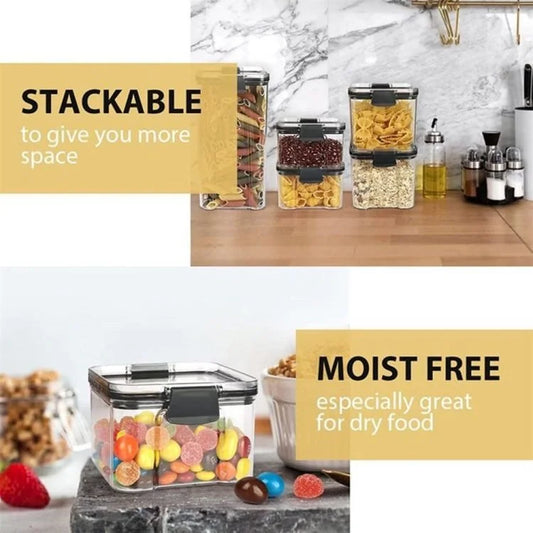 Plastic Airtight Cereal Storage Containers Set of 6 with Easy Lock Lids – BPA-Free Food Storage Canisters
