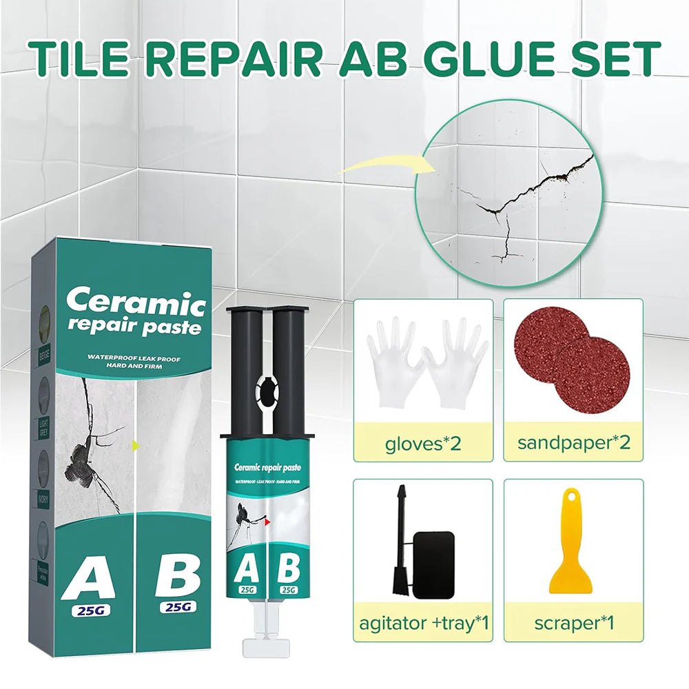 Ceramic Repair Paste – Waterproof Tile & Porcelain Crack Repair Filler for Ceramic, Bathroom, Kitchen, Sink & Toilet Restoration