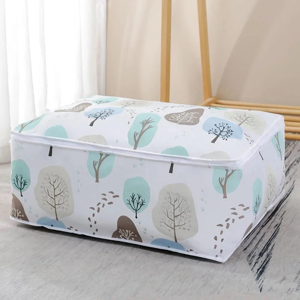 Foldable Clothes & Quilt Storage Bag with Zipper – Large Capacity Blanket Organizer
