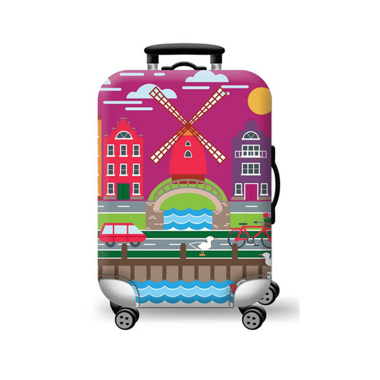 Housse de valise élastique épaisse avec fermeture éclair et carte du monde – Protection pour valises de 45 à 80 cm | Accessoires de voyage