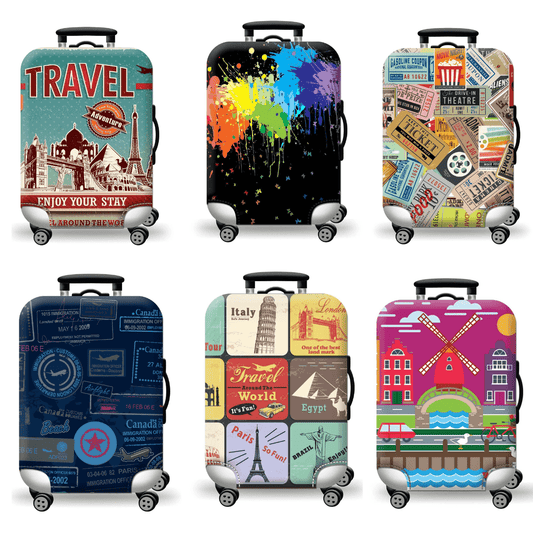 Housse de valise élastique épaisse avec fermeture éclair et carte du monde – Protection pour valises de 45 à 80 cm | Accessoires de voyage