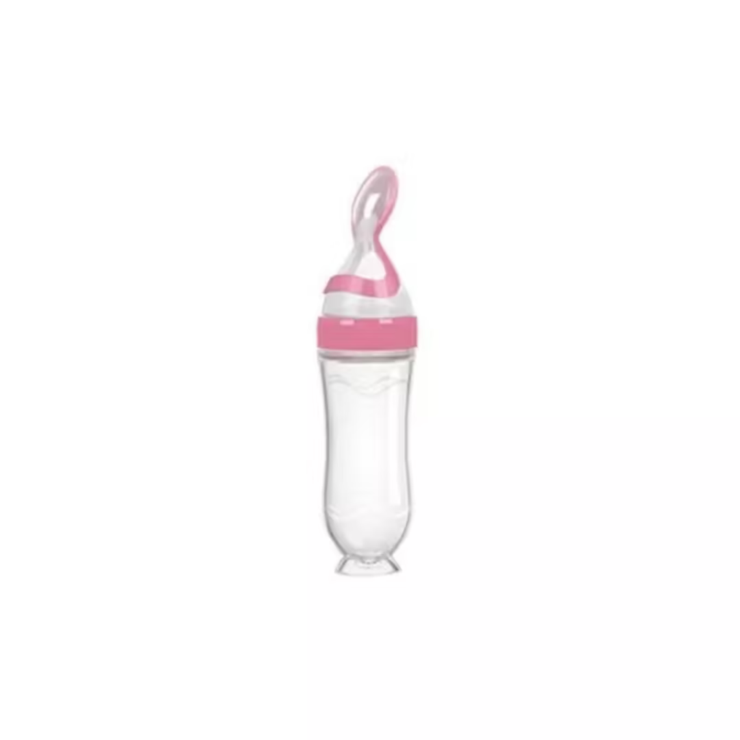 Biberon en silicone souple avec cuillère doseuse pour aliments liquides pour bébés | Ustensiles sûrs pour céréales et purées
