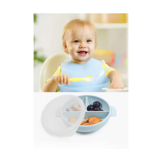 High-Quality Silicone Toddler Placemat with Divided Food Sections and Suction Base | Baby Feeding Mat