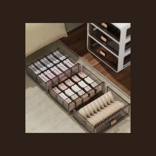 Three-in-One Underwear Storage Box: Wardrobe Organizer for Bras, Socks, and Underwear with Drawer Compartment