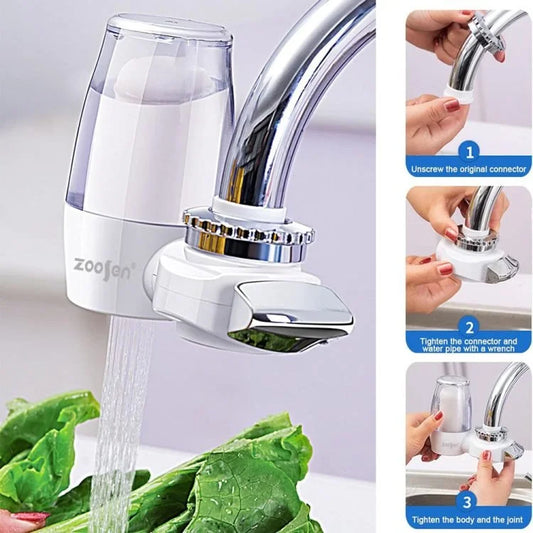 Household Faucet Water Purifier – Ceramic Cartridge Tap Water Filter for Kitchen Sink, Splash-Proof Faucet Filter with Easy Installation