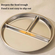 304 Stainless Steel Portion Control Plates - 9-Inch Round Divided Food Trays for Kids & Adults