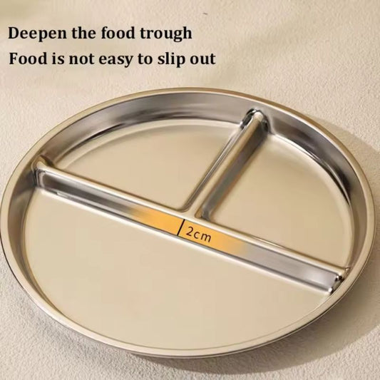 304 Stainless Steel Portion Control Plates - 9-Inch Round Divided Food Trays for Kids & Adults