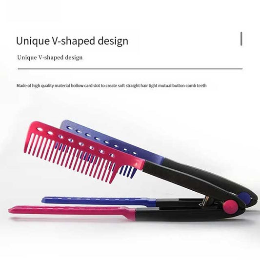V-Shaped Hair Straightening Comb – Flat Salon Styling Brush for Hairdressing & Smoothing