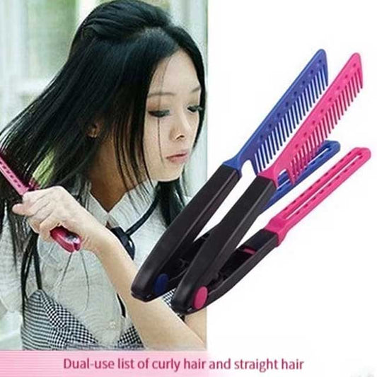 V-Shaped Hair Straightening Comb – Flat Salon Styling Brush for Hairdressing & Smoothing