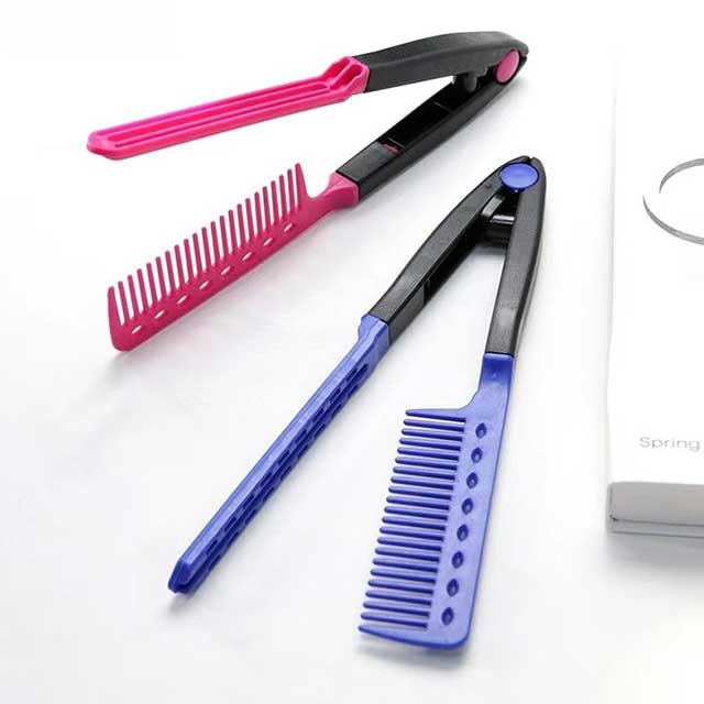 V-Shaped Hair Straightening Comb – Flat Salon Styling Brush for Hairdressing & Smoothing