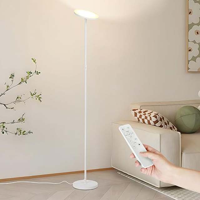 VOWNER LED Floor Lamp Ceiling Floodlight - 24W Dimmable Modern Floor Lamp with Remote Control, 3000K-6500K Adjustable Color Temperature, Touch Control, Ideal for Living Room, [Energy Class F]