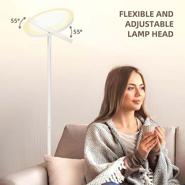 VOWNER LED Floor Lamp Ceiling Floodlight - 24W Dimmable Modern Floor Lamp with Remote Control, 3000K-6500K Adjustable Color Temperature, Touch Control, Ideal for Living Room, [Energy Class F]