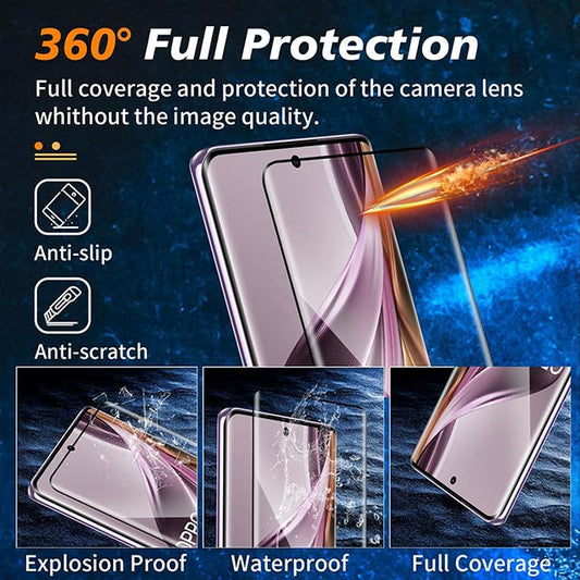 Vainrain Pack of 2 Tempered Glass Screen Protectors for OPPO Reno 10 Pro/Reno 10 – 9H Hardness, 3D HD Clear, Anti-Scratch Protective Film