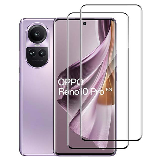 Vainrain Pack of 2 Tempered Glass Screen Protectors for OPPO Reno 10 Pro/Reno 10 – 9H Hardness, 3D HD Clear, Anti-Scratch Protective Film