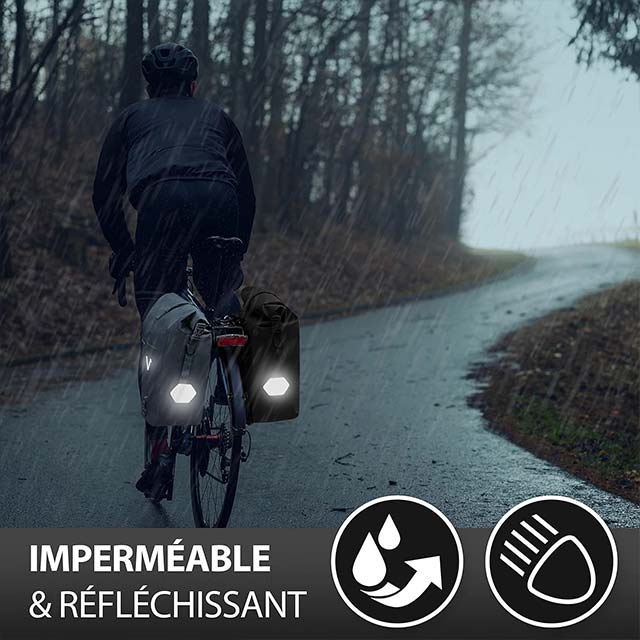 Valkental 2-in-1 Eco-Friendly Waterproof Bicycle Bag – 23-28L Adjustable Pannier with Laptop Compartment (Black)