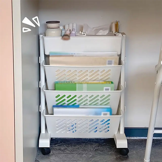 Versatile Multi-Tier Rolling File Organizer – Mobile Desk Side Storage Rack for Books, Magazines & Office Supplies | Durable & Space-Saving PP Material