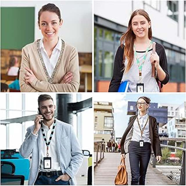 Vicloon Multicolor Neck Lanyard with Wristlet Strap &amp; Leather Keychain – Stylish Print Design for ID Badges and Phones