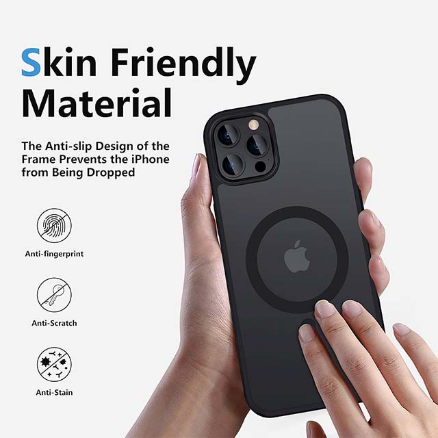 Vimiki Magnetic iPhone 12 Pro Max Case – MagSafe Compatible Military Grade Protection, Hard Back &amp; Soft Edge Slim Cover, 6.7" Black