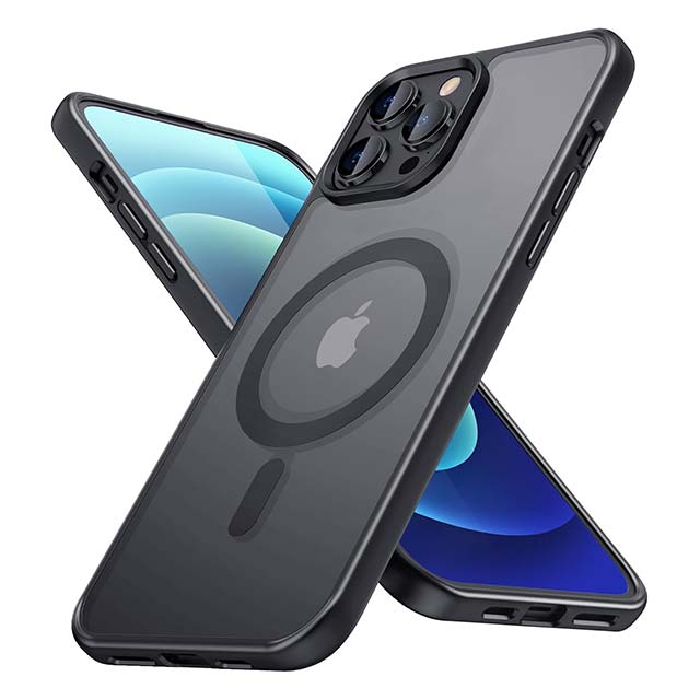 Vimiki Magnetic iPhone 12 Pro Max Case – MagSafe Compatible Military Grade Protection, Hard Back &amp; Soft Edge Slim Cover, 6.7" Black