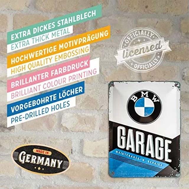 Vintage BMW Garage Tin Sign – Retro Wall Art Decoration for Car Enthusiasts