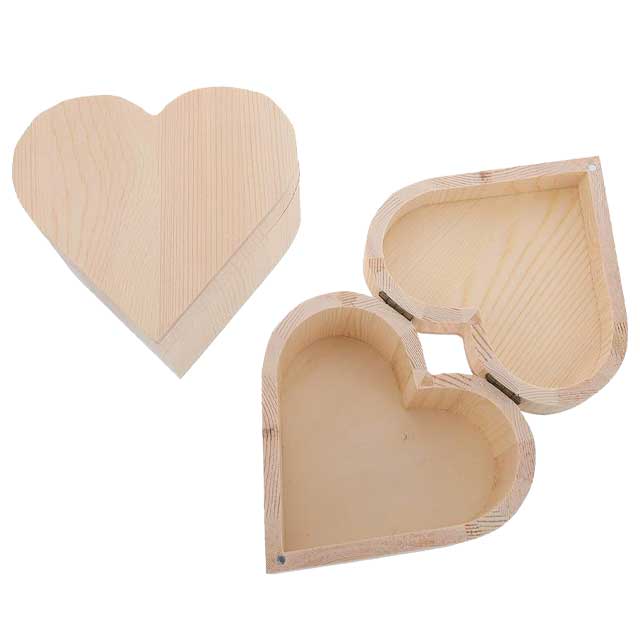 Vintage Bamboo Heart Wooden Box – Small DIY Craft &amp; Gift Storage Box for Jewelry, Earrings, Rings, Necklaces, Wedding &amp; Valentine’s Day Memory Keepsake
