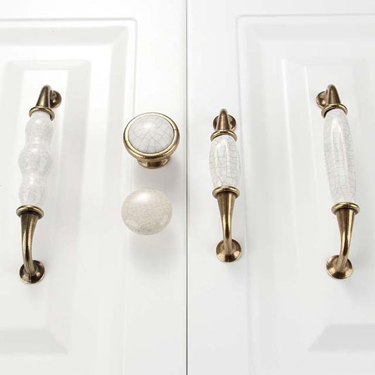 Vintage Ceramic Drawer Knobs – Antique Cabinet, Wardrobe &amp; Kitchen Pull Handles for Country Style Furniture (1 Piece)