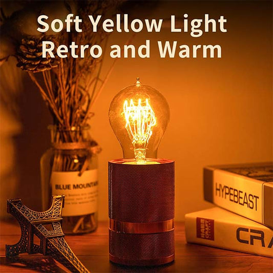60W A60 Vintage Edison Light Bulb – E26 Soft Yellow Amber Retro Dimmable Squirrel Cage Halogen Bulb