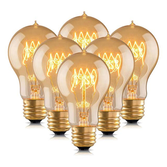 60W A60 Vintage Edison Light Bulb – E26 Soft Yellow Amber Retro Dimmable Squirrel Cage Halogen Bulb