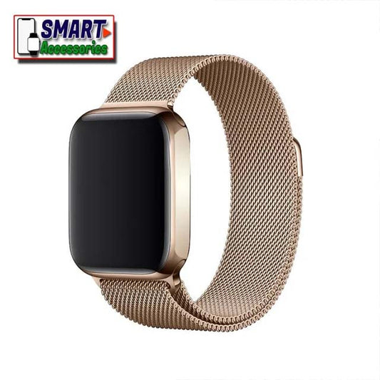 Vintage Gold Magnetic Stainless Steel Apple Watch Band – Compatible with Series 1, 2, 3, 4, 5 &amp; 7 (38-45mm) for Models W26, HW12, HW22, FK78, HT99, HW56, IWO, DT200