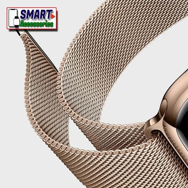 Vintage Gold Magnetic Stainless Steel Apple Watch Band – Compatible with Series 1, 2, 3, 4, 5 &amp; 7 (38-45mm) for Models W26, HW12, HW22, FK78, HT99, HW56, IWO, DT200