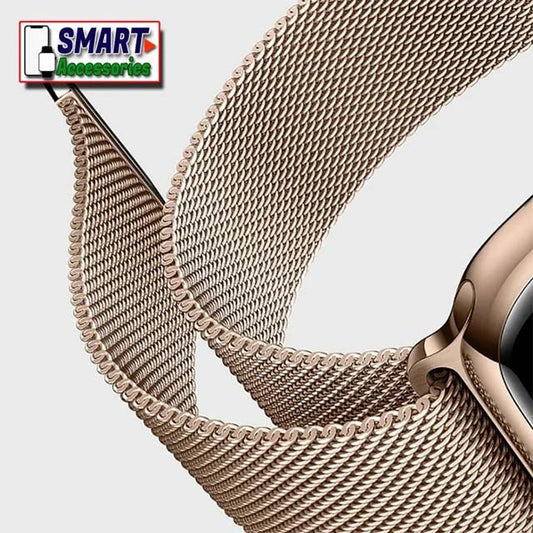 Vintage Gold Magnetic Stainless Steel Apple Watch Band – Compatible with Series 1, 2, 3, 4, 5 &amp; 7 (38-45mm) for Models W26, HW12, HW22, FK78, HT99, HW56, IWO, DT200