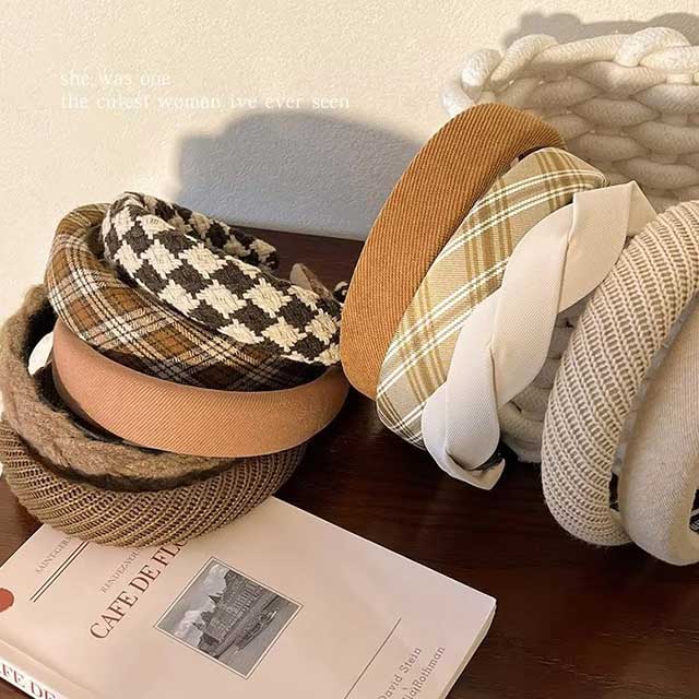 Vintage Lattice Print Sponge Headband for Women – Wide Elastic Hair Hoop | Fashion Hair Accessory