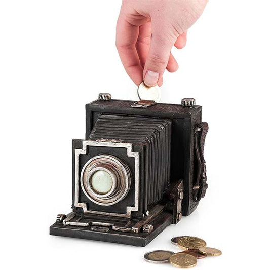 Vintage Polyresin Camera Money Box – One Size Coin Bank &amp; Decorative Home Office Gift