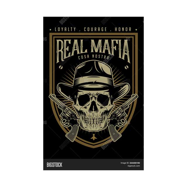 Vintage Real Mafia Skeleton Skull Gun Biker Motorcycle Metal Tin Sign – Authentic Vintage Wall Art Decor