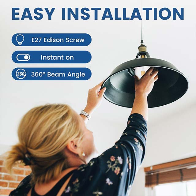 Vintage Retro E27 Dimmable LED Filament Globe Bulb – 8W (60W Equivalent), Cool White 6000K, Clear Glass, 800LM, G125 Edison Screw | Pack of 1