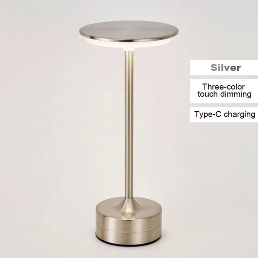 Vintage Metal LED Desk Lamp – Touch Control Dimmable Bedside Lamp – Rechargeable & Portable Ambient Light for Office, Bar, and Living Room – Modern Iron & Acrylic Night Light (Gold/Silver/Black)