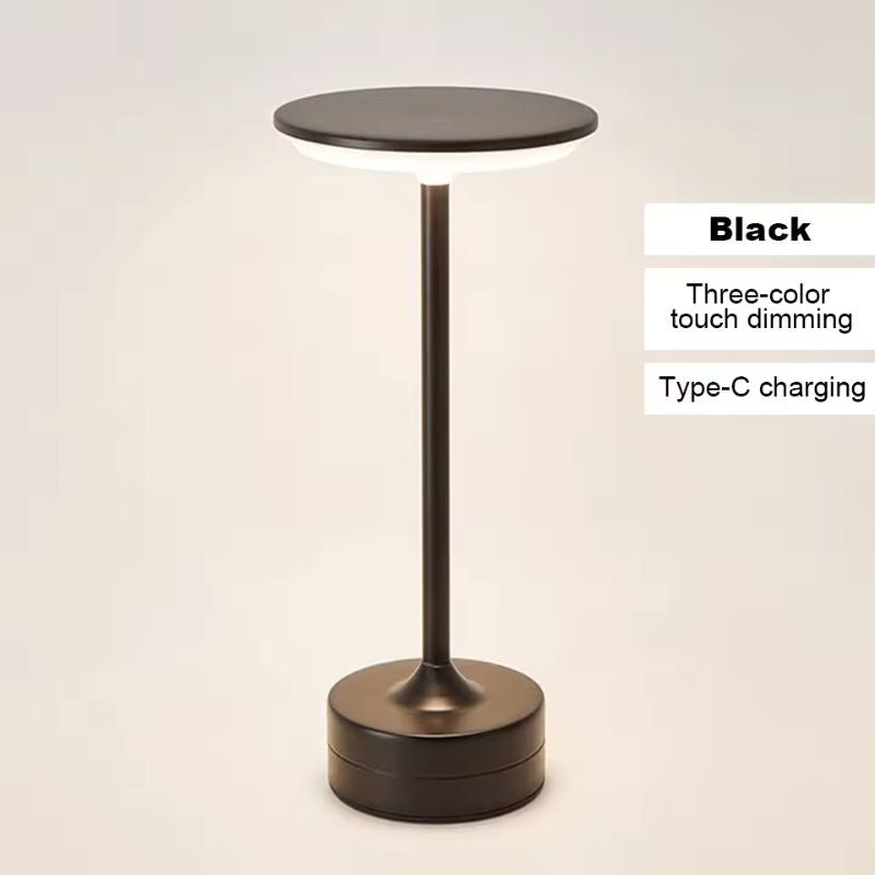Vintage Metal LED Desk Lamp – Touch Control Dimmable Bedside Lamp – Rechargeable & Portable Ambient Light for Office, Bar, and Living Room – Modern Iron & Acrylic Night Light (Gold/Silver/Black)