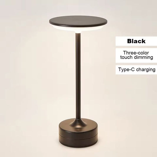 Vintage Metal LED Desk Lamp – Touch Control Dimmable Bedside Lamp – Rechargeable & Portable Ambient Light for Office, Bar, and Living Room – Modern Iron & Acrylic Night Light (Gold/Silver/Black)