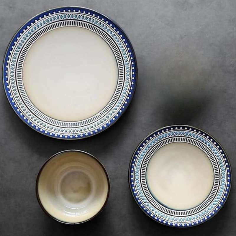Vaisselle en grès émaillé réactif vintage – Assiettes et bols en porcelaine incassable – Vaisselle de cuisine ronde artisanale – Vaisselle émaillée réactive haut de gamme pour la haute gastronomie
