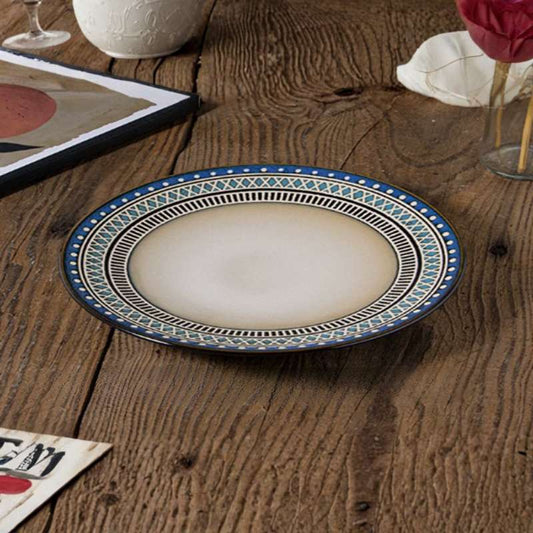 Vintage Reactive Glaze Stoneware Dinnerware – Unbreakable Porcelain Plates and Bowls – Artisan Round Kitchen Crockery – High-End Reactive Glaze Tableware for Fine Dining
