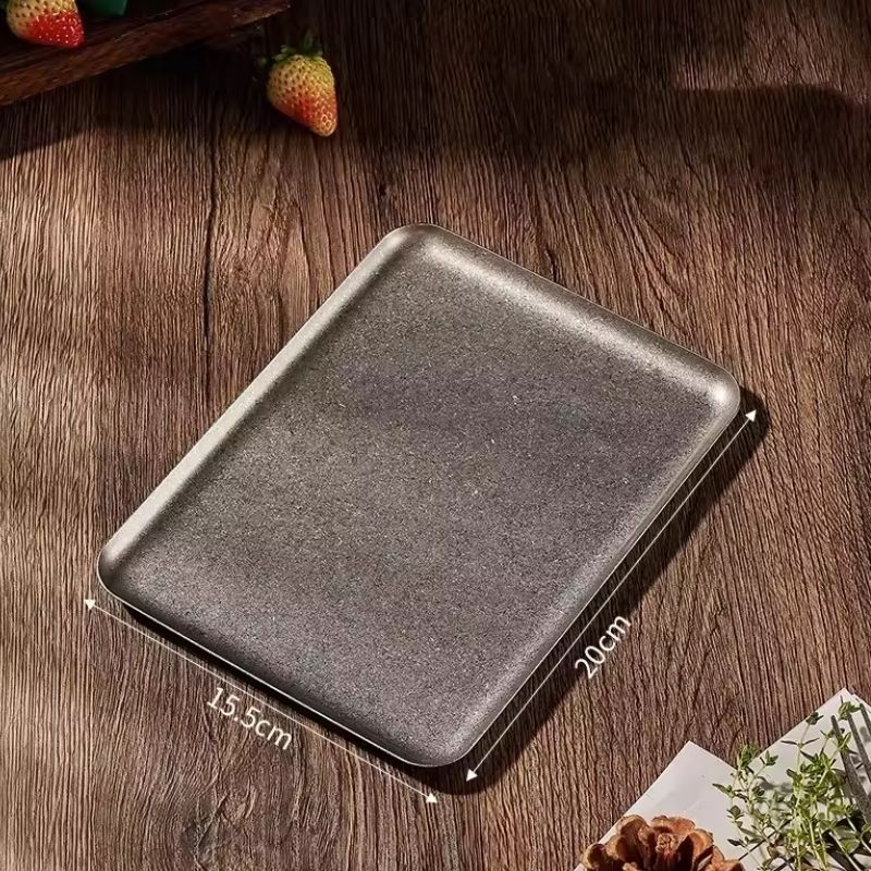 Plateau carré flocon de neige en acier inoxydable 304 vintage - Assiette de dîner et de dessert élégante à bords arrondis
