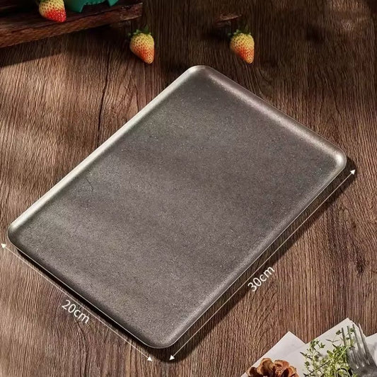 Vintage 304 Stainless Steel Snowflake Silver Square Tray - Elegant Round Edge Dinner & Dessert Plate