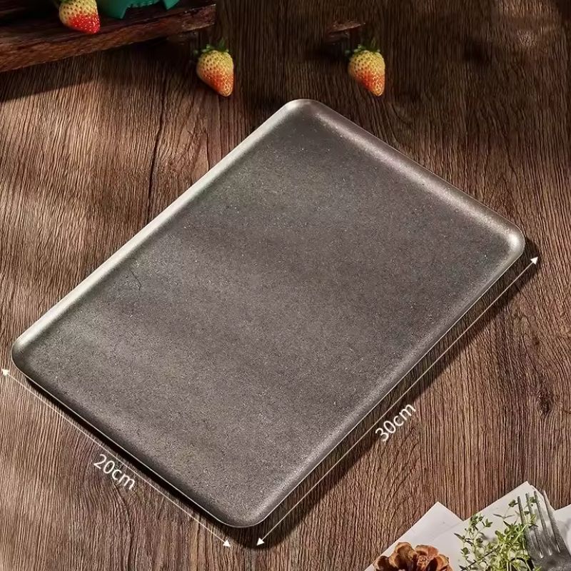 Vintage 304 Stainless Steel Snowflake Silver Square Tray - Elegant Round Edge Dinner & Dessert Plate