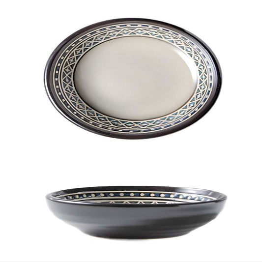 Vintage Reactive Glaze Stoneware Dinnerware – Unbreakable Porcelain Plates and Bowls – Artisan Round Kitchen Crockery – High-End Reactive Glaze Tableware for Fine Dining