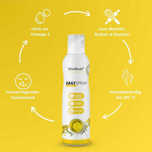 VitalBodyPLUS DailySpray – Non-Stick Cooking Spray with Rapeseed Oil, 800 Servings for Frying, Grilling, Baking &amp; Easy Pan Release