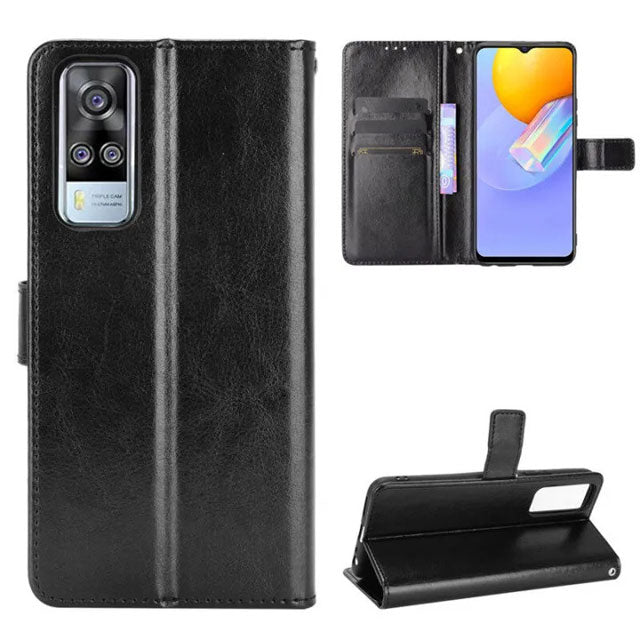 Vivo Y53S 4G (2021) Flip Leather Card Case &amp; TPU Silicone Back Cover – Stylish Soft Phone Protection