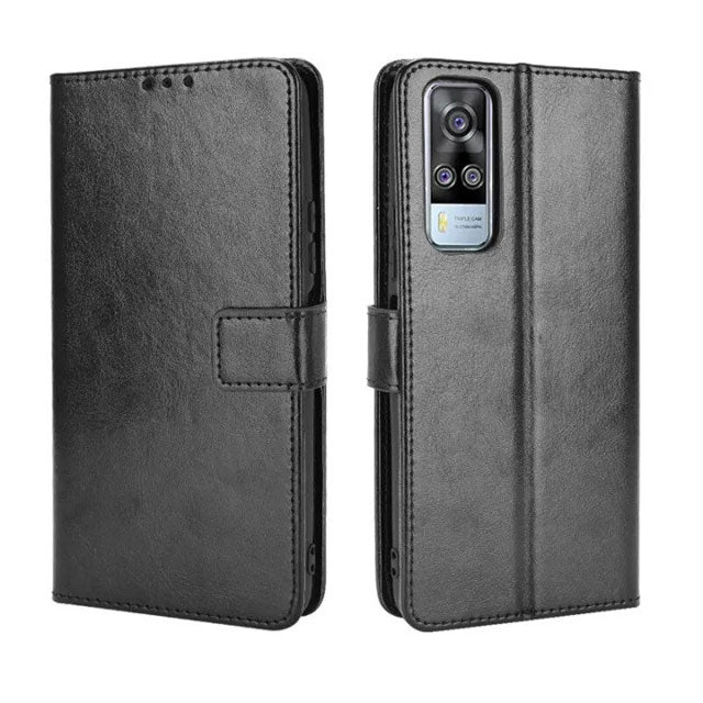 Vivo Y53S 4G (2021) Flip Leather Card Case &amp; TPU Silicone Back Cover – Stylish Soft Phone Protection