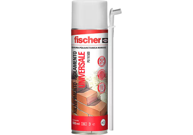 Fischer Universal PU Foam 750ml – رغوة يوريثان عالية التمدد مع موزع للعزل والختم وملء الفجوات