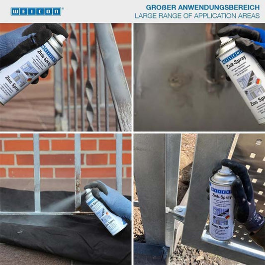 WEICON Zinc Spray 400 ml – TÜV Tested, Fast-Drying &amp; Heat-Resistant Metal Primer for Superior Protection